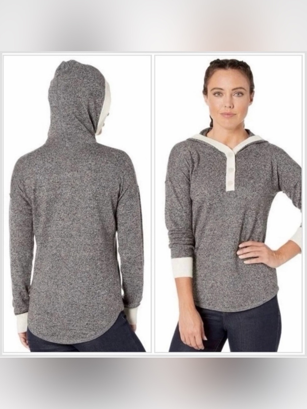 Smartwool Heathered Hooded Henley Pullover - Gray medium